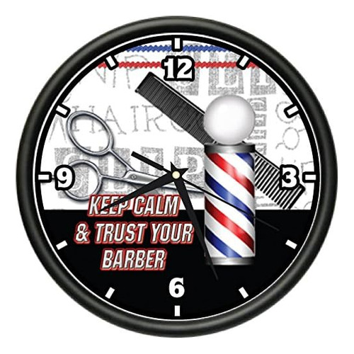 Beagle Keep Calm And Trust Your Barber Reloj De Pared Salón 