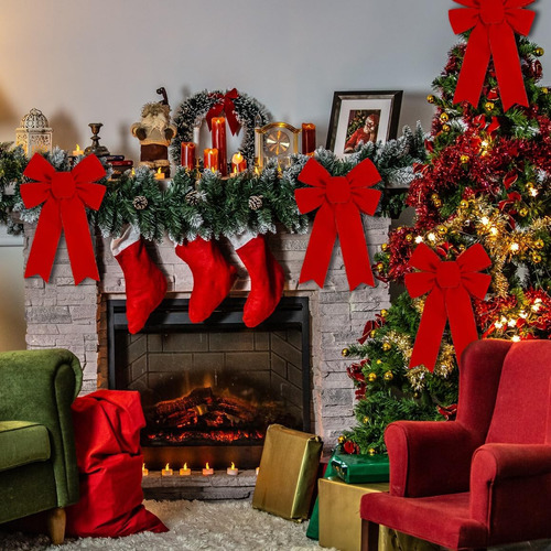 Paquete De 10 Lazos Rojos Para Decoración De Árbol De Navida