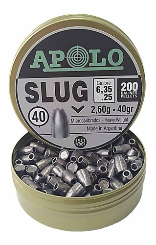 Imagen 4 de 9 de Balines Apolo Slug 6,35 Mm X200 40 Gr