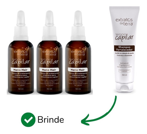 Imagem 2 de 4 de Kit 3 Tônicos Crescimento Capilar Shampoo Extratos Da Terra