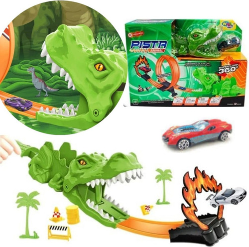 Pista De Corrida Carrinho Com Lançador Loop 360 Super Animal
