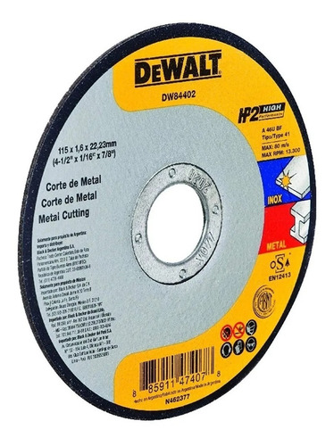 Disco Dewalt Para Amoladora 4 1/2 115 X 1,6mm Dw84402