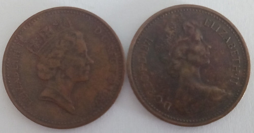 2 Moedas Da Inglaterra - Elizabeth Ii (Usado)