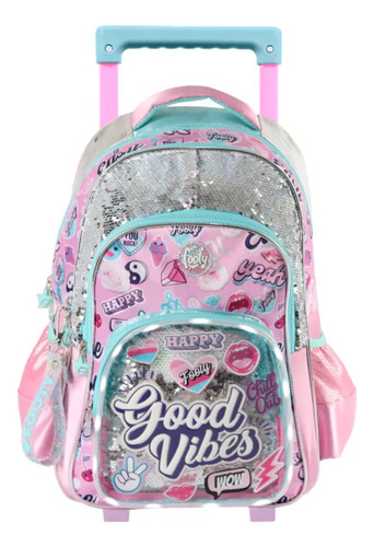 Mochila Con Carro 18 Good Vibes Con Luz Footy F2121