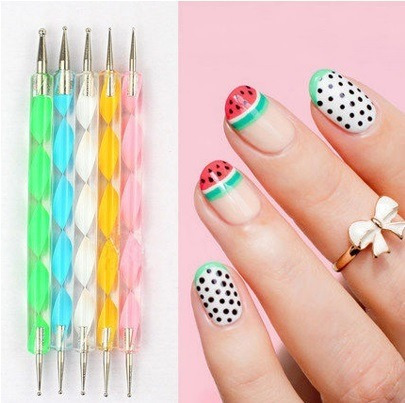 Punzones Manicura Doble Extremo X5 Nail Art Uñas Acrilico