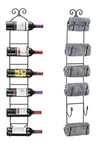 Estante De Pared Para Vino/toallas (capacidad, 6 botellas)