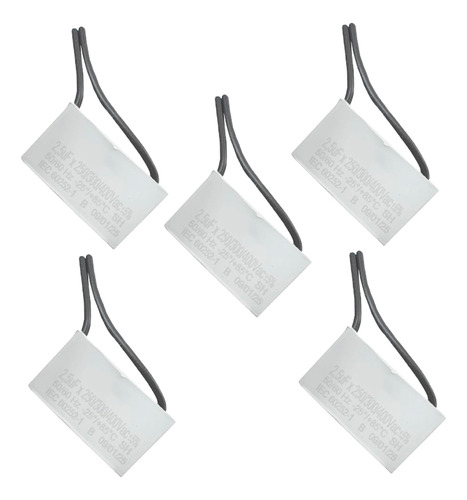 Kit 5 Capacitor P/ Motor 2,5x250/400v Quadr 2 Fios Metal Tri