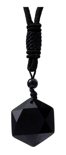 Collar De Obsidiana Estrella Hexagrama Amuleto