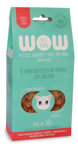 Petisco Natural Wow Pet Food Frango E Cúrcuma Para Gatos 50g