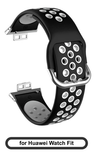Correa De Silicona Para Huawei Watch Fit - Negro Blanco