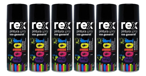 Pack 6 Pinturas En Spray Uso General Secado Rápido Rex 400ml