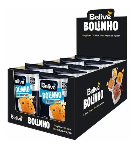 10 X Bolinho Belive Baunilha Zero Acucar, Leite E Gluten 40g