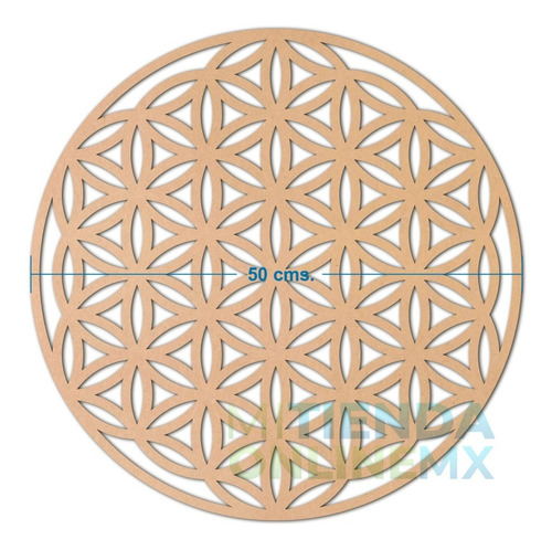 Imagen 4 de 4 de Cuadro Flor De La Vida Natural Mdf 6 Mm - 50 Cm