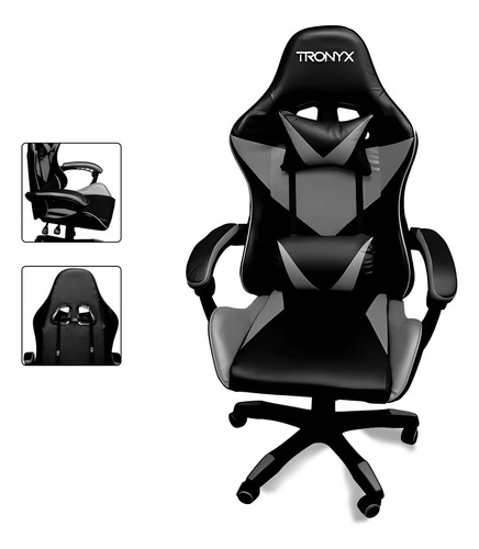 Cadeira Home Office Gamer Ergonômica Tronyx Cor Cinza Material do estofamento Couro sintético