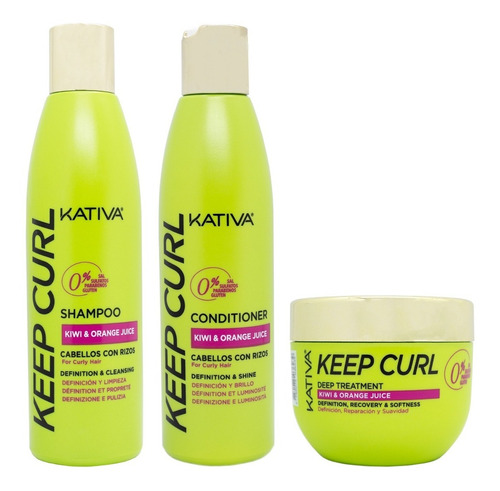 Kativa Keep Curl Shampoo + Acondicionador + Máscara Rulos