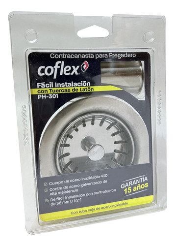 Coflex Contracanasta Fregadero De Acero Inoxidable Plateada PH-301