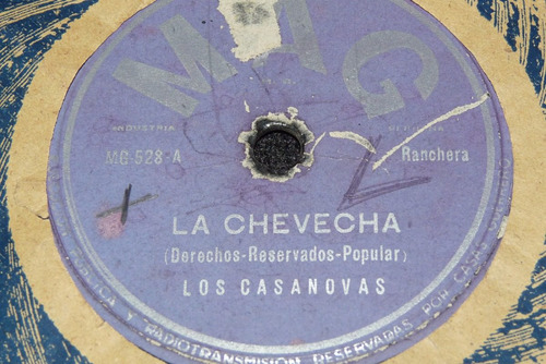 Jch- Los Casanovas La Chevecha / Con Medio Peso 78 Rpm Lp
