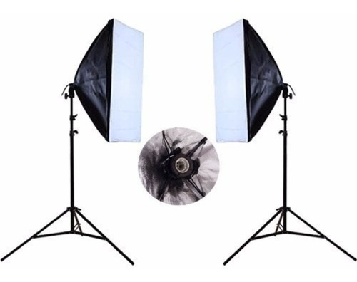 Imagem 1 de 6 de Kit Estúdio Tripe Iluminação Softbox 70x50 E27 Youtubers