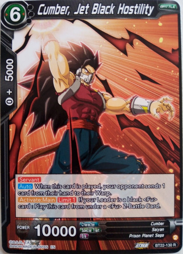 Dragon Ball Super Tcg Cumber,jet Black Hostility Bt22-130 R 