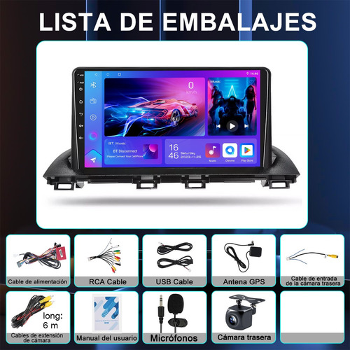 Autoestéreo Pantalla Táctil 8+128gb Mazda 3 Axela 2014-2019 Negro