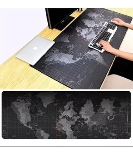 Mouse Pad Gamer Mapa De Mundo 90x40cm Color Negro Diseño Imp