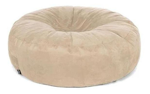 Puff Cama Gigante Redondo Suede 100x40 Com Enchimento Sala Cor Bege