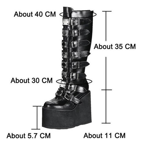 Botas De Plataforma Alta Con Hebilla De Metal For Mujer 2023