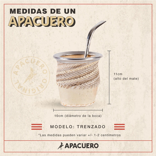 Imagen 4 de 9 de Mate Trenzado Tiento + Bombilla Pico De Loro De Acero
