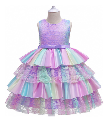 Pastel De Malla Infantil Vestido De Princesa Pompón