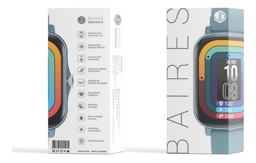 Imagen 6 de 8 de Smartwatch Reloj Inteligente Jd Baires 1.69 Spo2 Azul -*