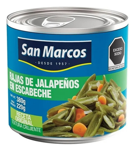 Rajas De Chiles Jalapeños San Marcos En Escabeche 380