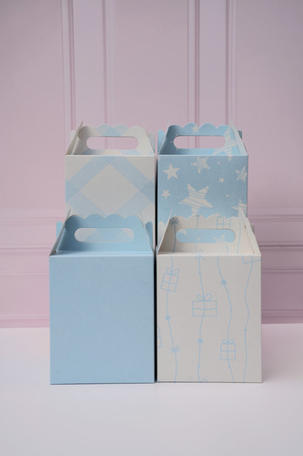 Cajita Cubo/tiendita Pastel-candy Bar-souvenirs-9*9*11-x 50 Celeste Cuadrille
