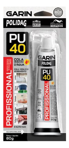 Adesivo Silicone Selante Pu 40 Polidag Cinza  80g