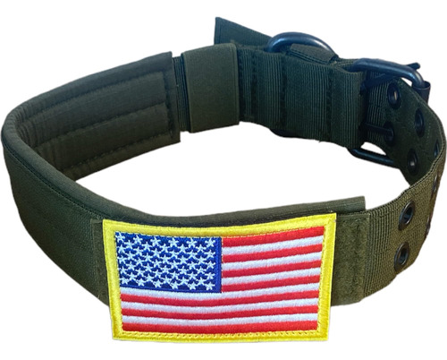 Collar Táctico Para Perro K9 (parche De Bandera Americana Gr