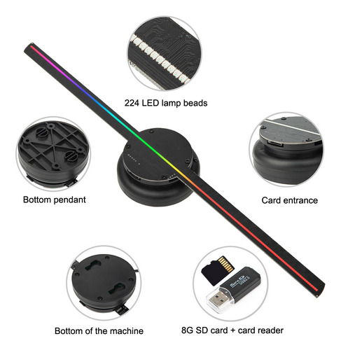 Proyector De Holograma De Ventilador 3d T40, Lámpara
