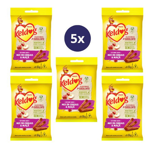 Kit 5 Un Bifinho Cachorro Keldog Mix De Cereais E Maçã 55g