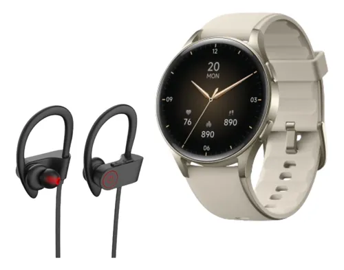 Pack Smartwatch Lhotse Vibe 05 Cream + Audífonos Deportivo Blanco Blanco