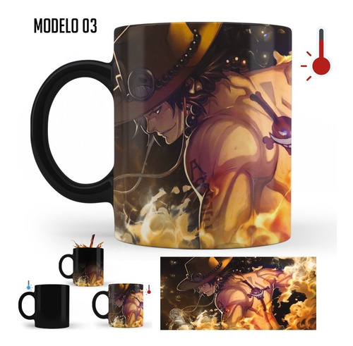 Imagen 1 de 1 de Taza Mágica One Piece Luffy, Zoro, Ace | Varios Modelos