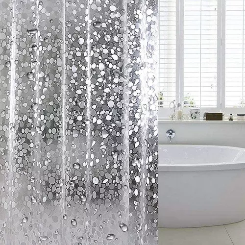 Cortina de baño impermeable y bañera , Resistente al Moho, Anti Moho y  Impermeables 100% Polyester Modelo, Lisa en Salmon