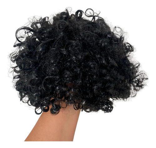 Badulake Peruca Black Power Cabelo Sintético Anos 60 70 80 Hippie Cor Preta