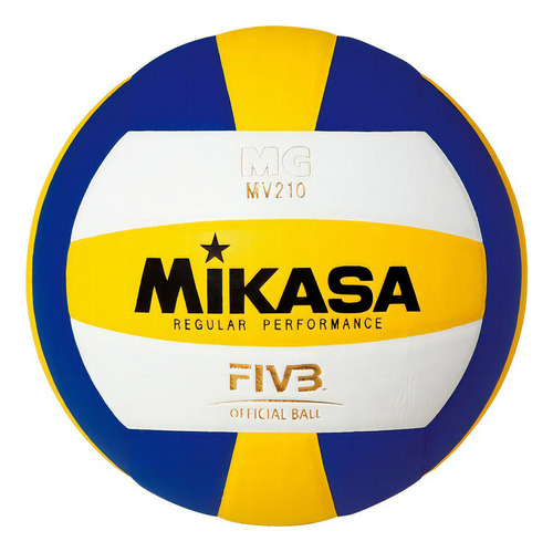 Pelota Voley Mv210 Cuero Tratado Mikasa Fivb Color Amarillo/blanco/azul Color Azul