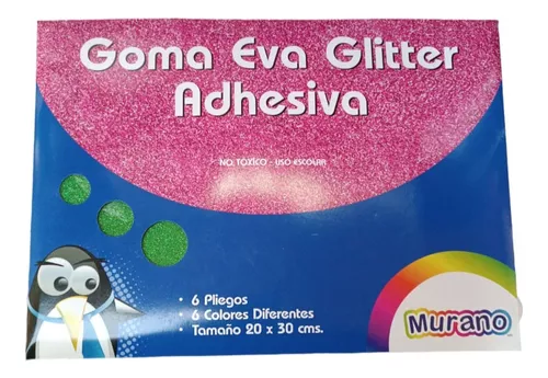 Carpeta Goma Eva Glitter adhesiva 6 colores