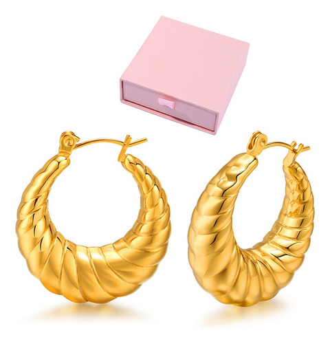 Aretes Grandes Mujer Chapado En Oro 14k Arracadas