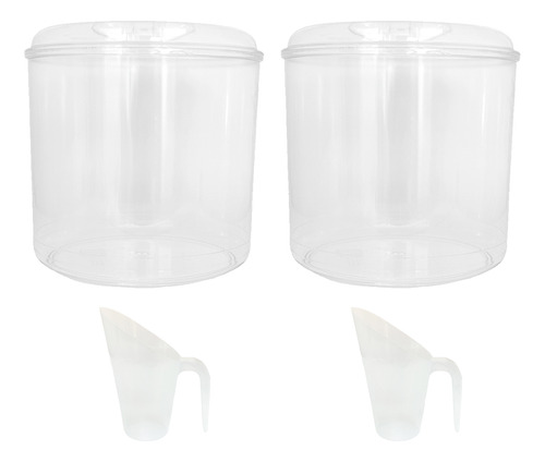 Kit 2 Potes Acrílico Redondo Com Tampa 8,6lts+ Conchas 600ml