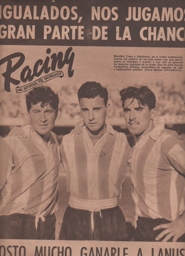 Revista Partidaria * Racing * Vs Lanus - Nº 638 - Año 1955