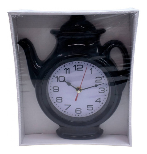 Relógio Parede Preto Bule 29 X 25cm Cozinha Ou Copa Lindo