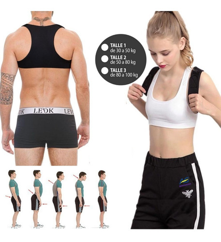 Corrector Postural Negro Espalda Hombros Flex Agnovedades