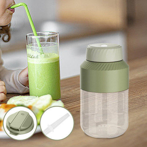 Licuadora Compacta Recargable Por Usb Para Verde Dos Tapas