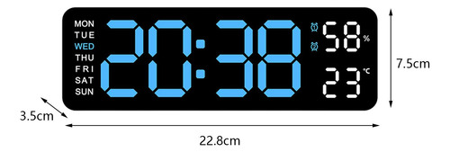 Reloj De Pared Led Reloj Despertador Azul Claro Negro