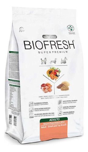 Ração Biofresh Adultos Raças Pequenas 3kg - Carnes E Frutas